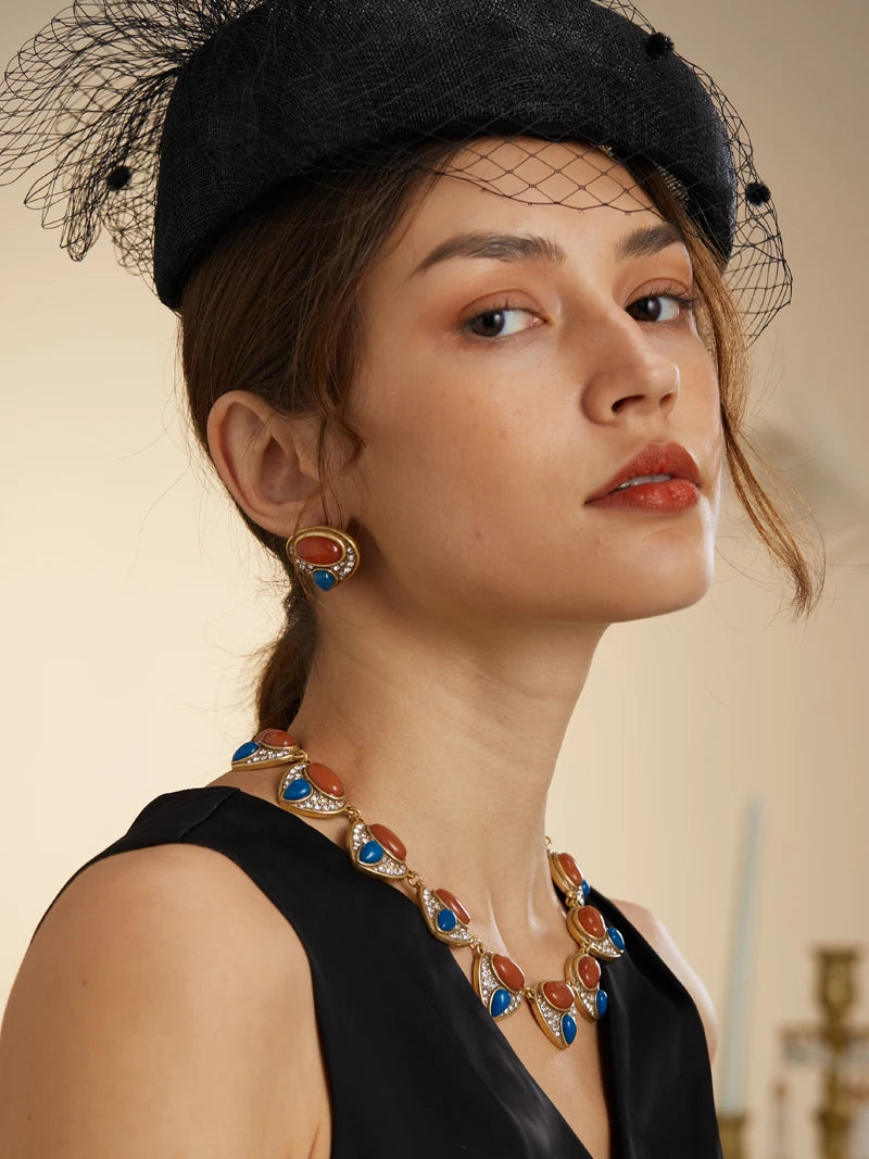 Vintage Red Agate Collar Choker Necklace