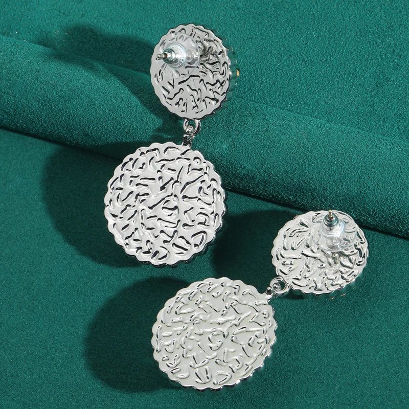 Art Deco Blue Pumpkin Glass Drop Earrings – Transparent Double Sphere Statement Pair