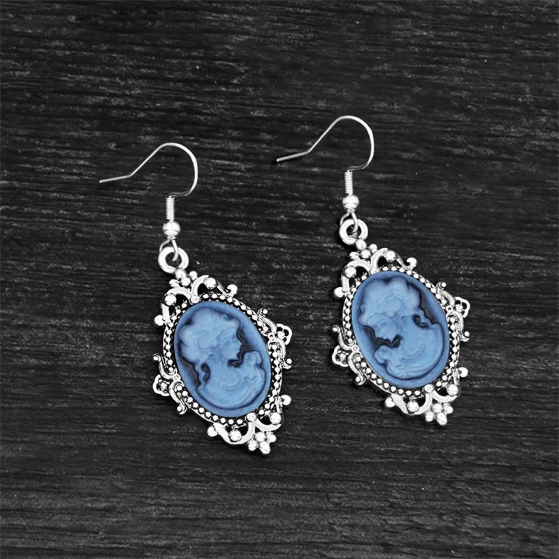 Lady Queen Cameo Drop Earrings (1890s Inspired)