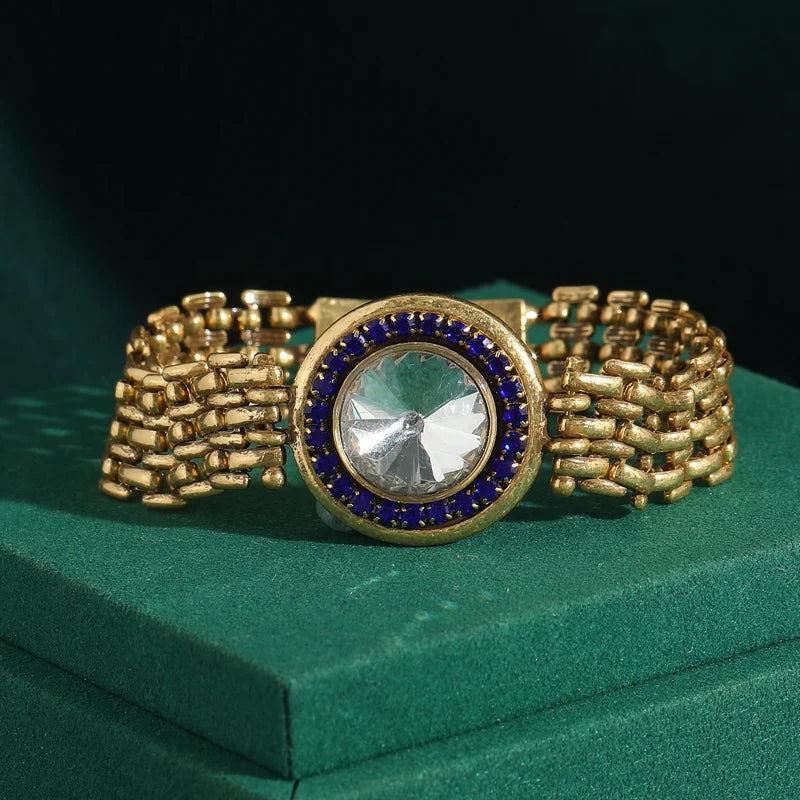 White Zircon Watch Chain Bracelet – Vintage-Inspired Regal Revival