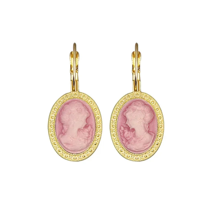 Lady Queen Cameo Drop Earrings (1890s Inspired)