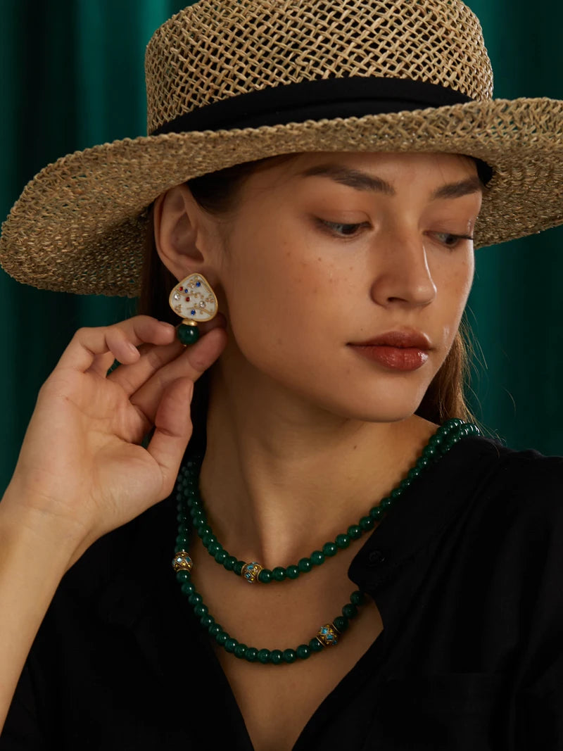 Emerald Agate Layered Necklace – Vintage-Inspired Jade Garden Revival