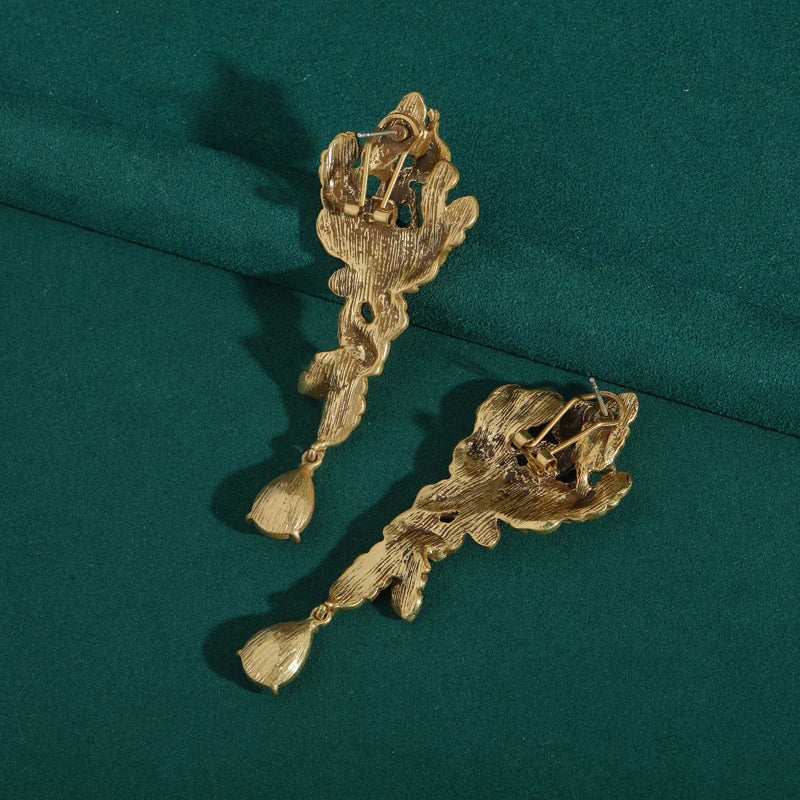 Vintage Ballet Girl Blue Crystal Drop Earrings