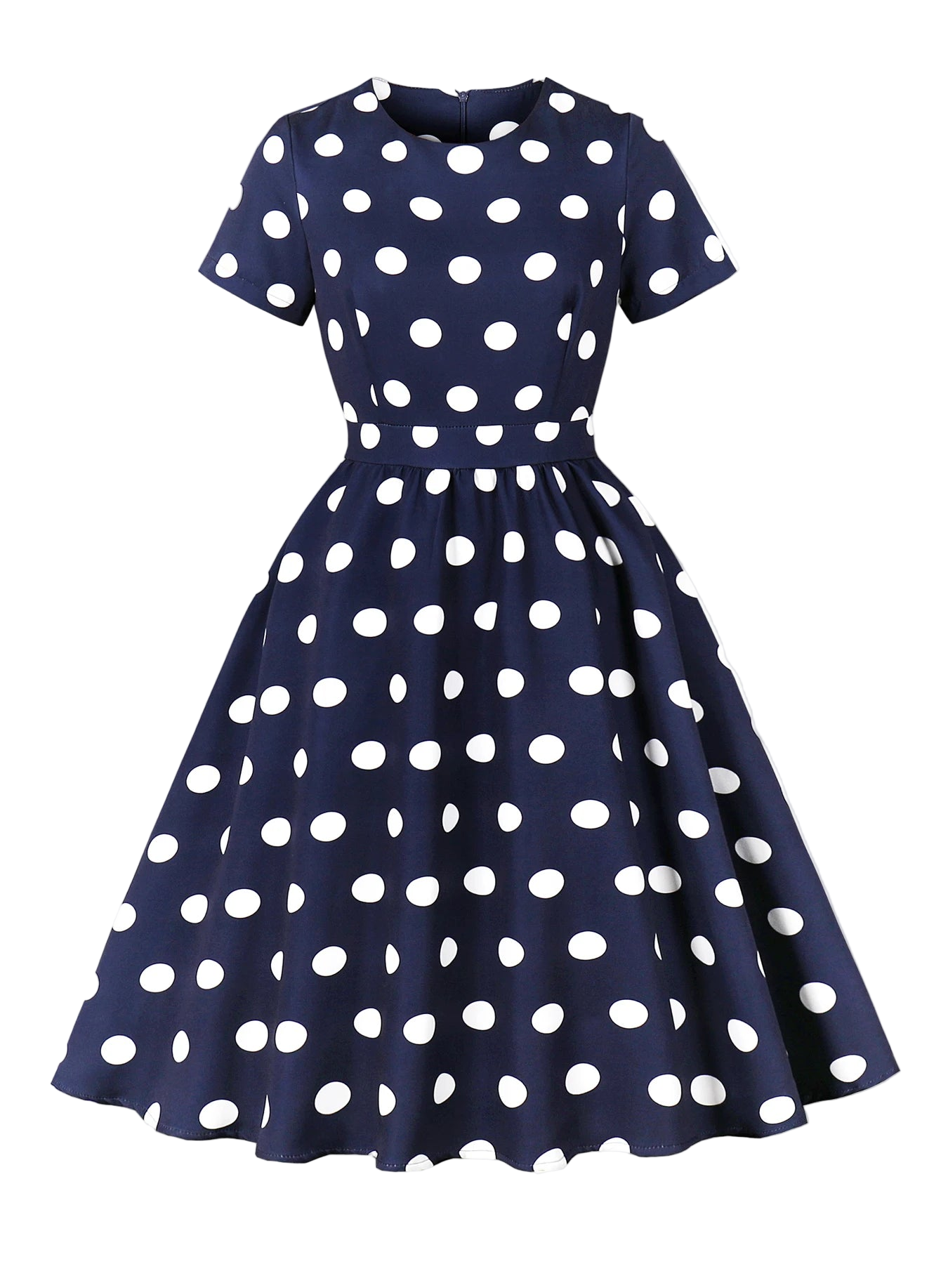 Chic 1950s Polka Dot Swing Dress - Vintage Inspired Pin-Up Perfect