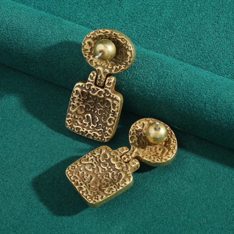 Vintage Opal & Turquoise Drop Earrings – Earthy Elegance