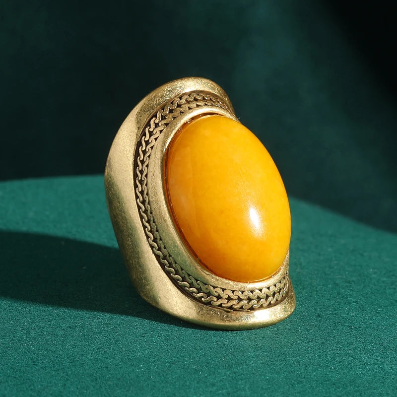 Vintage French Oval Statement Rings – Bold Color & Cinematic Chic
