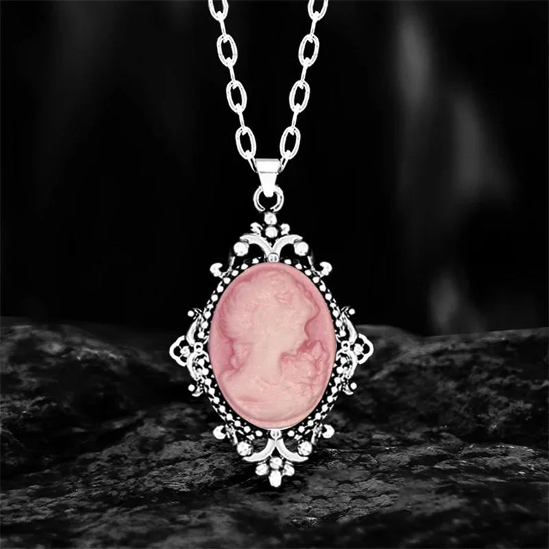 Lady Queen Cameo Drop Pendant Necklace (1890s Inspired)