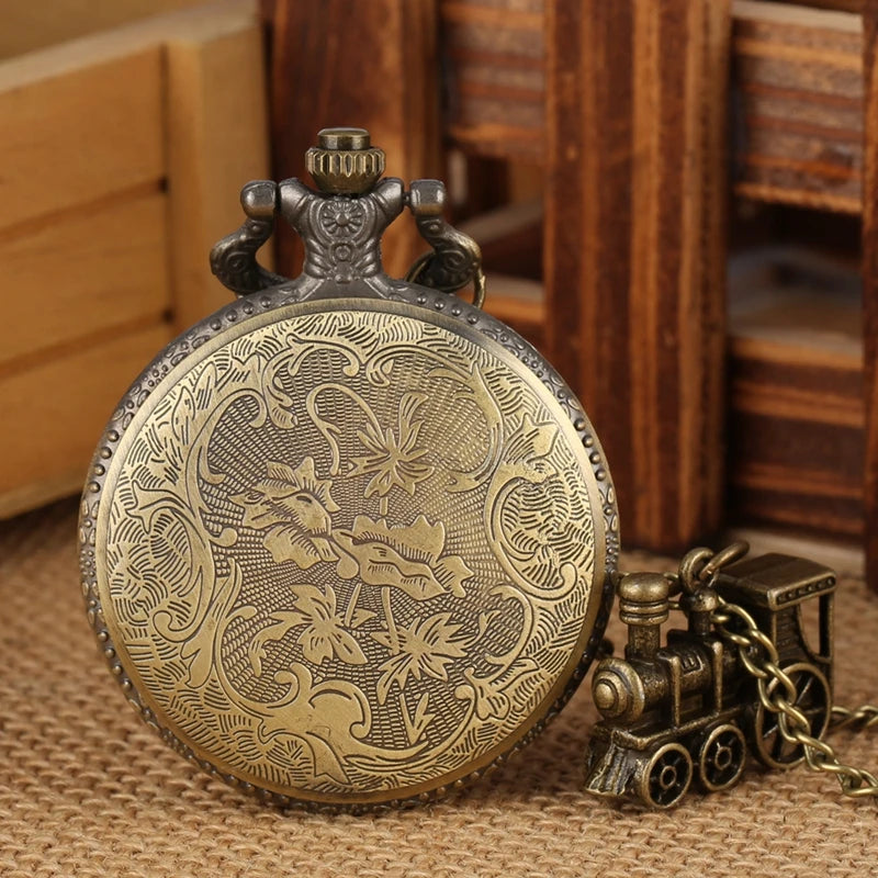 Steampunk Locomotive Pocket Watch – Victorian-Inspired Quartz Timepiece