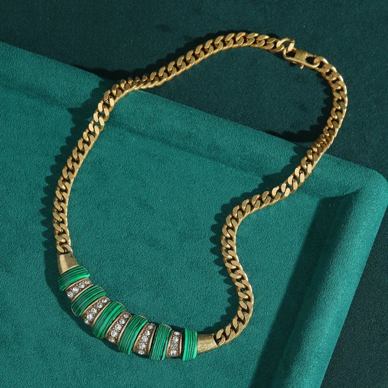 Vintage Peacock Stone Rhinestone Choker Necklace