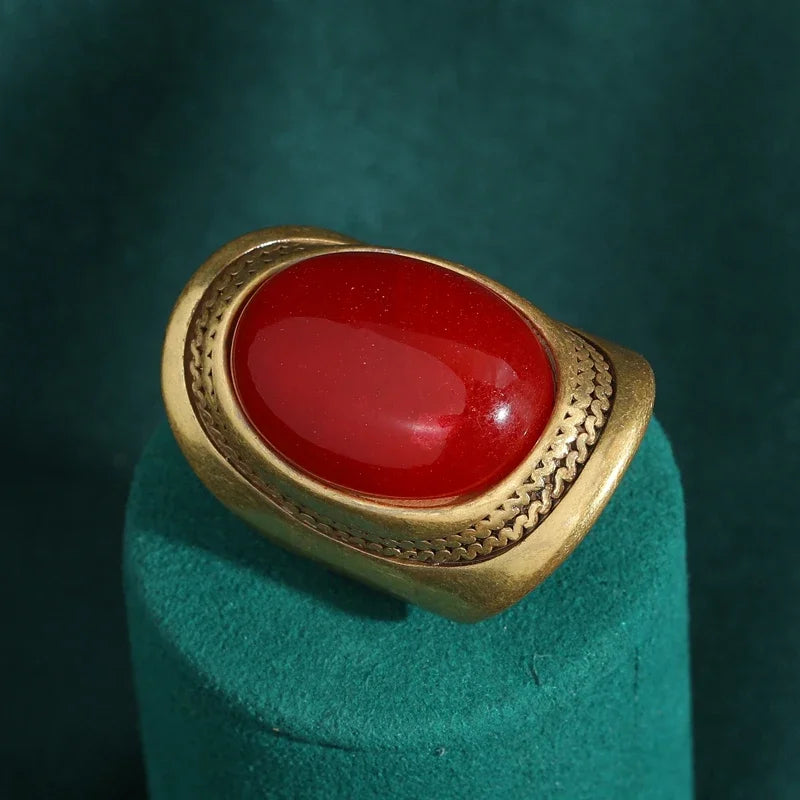 Vintage French Oval Statement Rings – Bold Color & Cinematic Chic