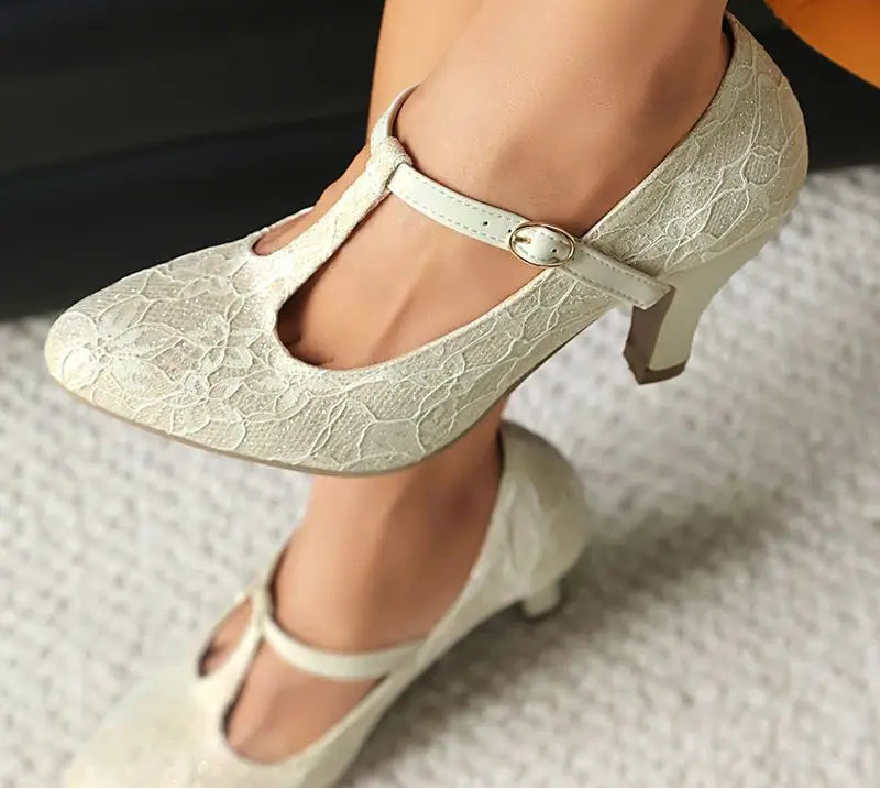Lace Darling Mary Janes – T-Strap Heels in Delicate Lace with Vintage Romance