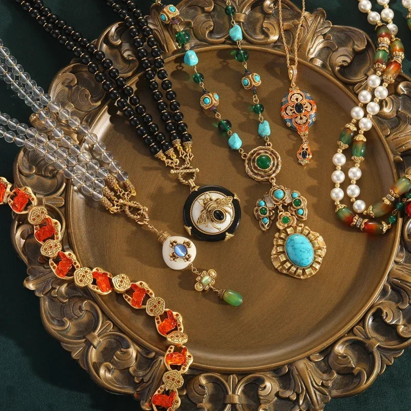 Vintage Palace Style Carved Pendant Necklace