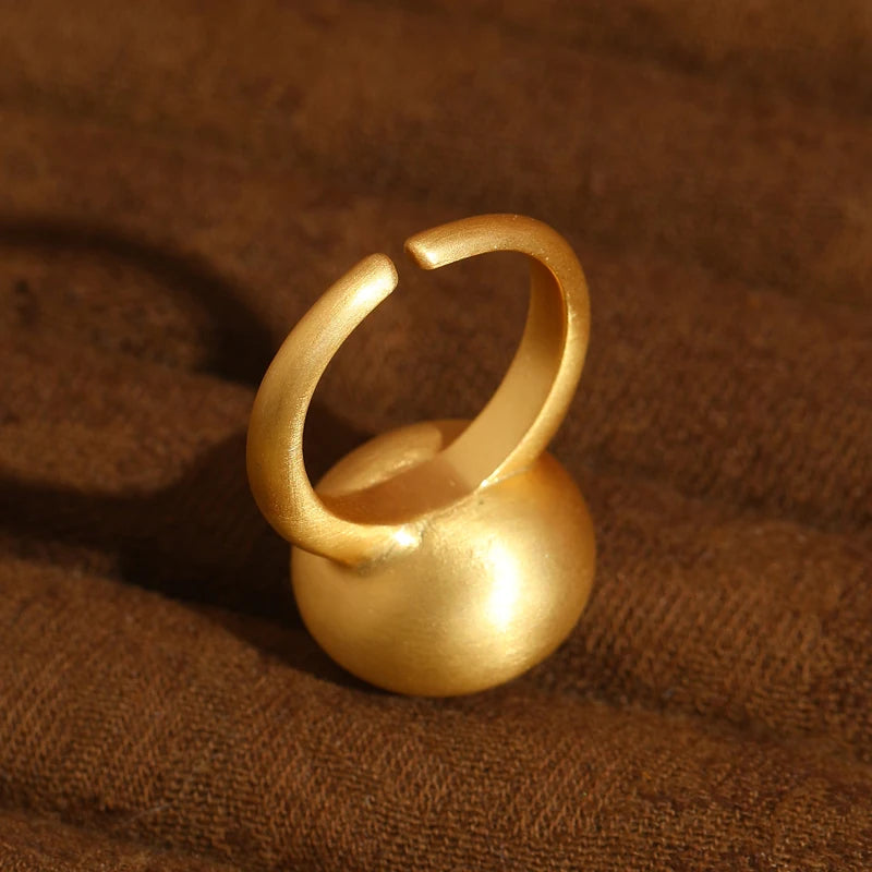 Minimalist Red Jasper Orb Ring – 18K Gold-Plated