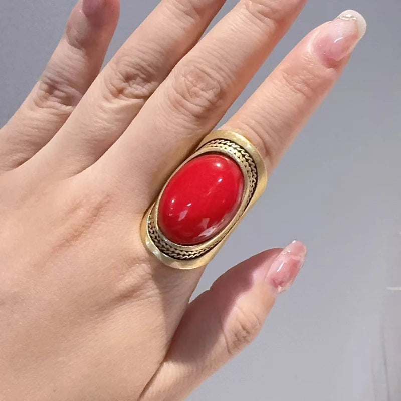Vintage French Oval Statement Rings – Bold Color & Cinematic Chic