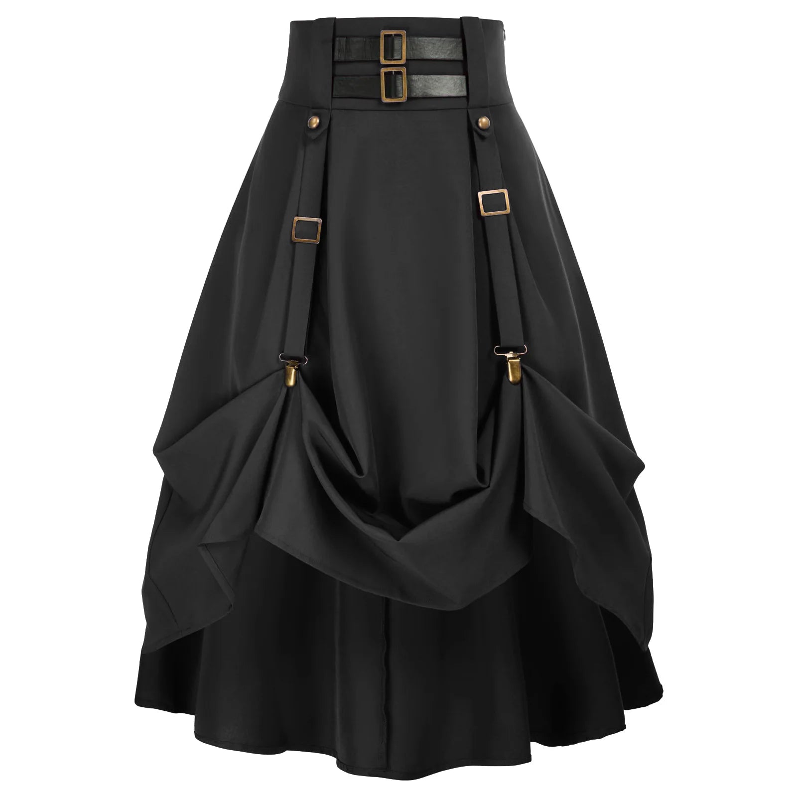 "Iron Petal" High-Waisted Buckle Skirt