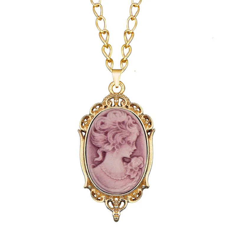 Victorian Cameo Resin Pendant Necklace (1890s Inspired)