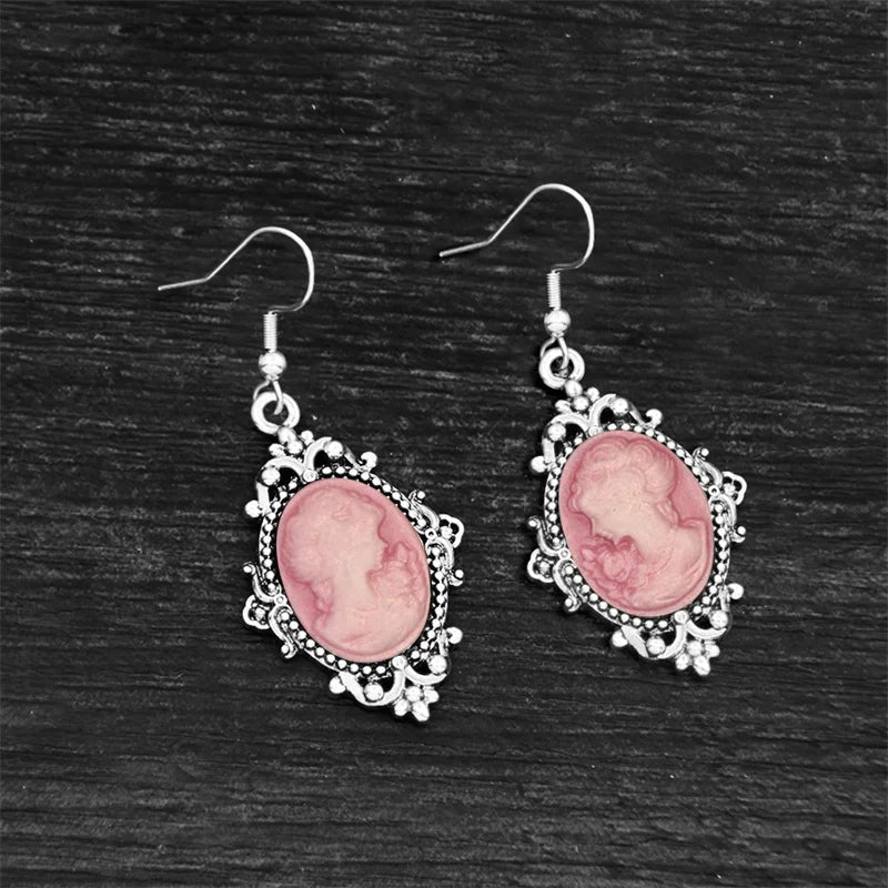 Lady Queen Cameo Drop Earrings (1890s Inspired)