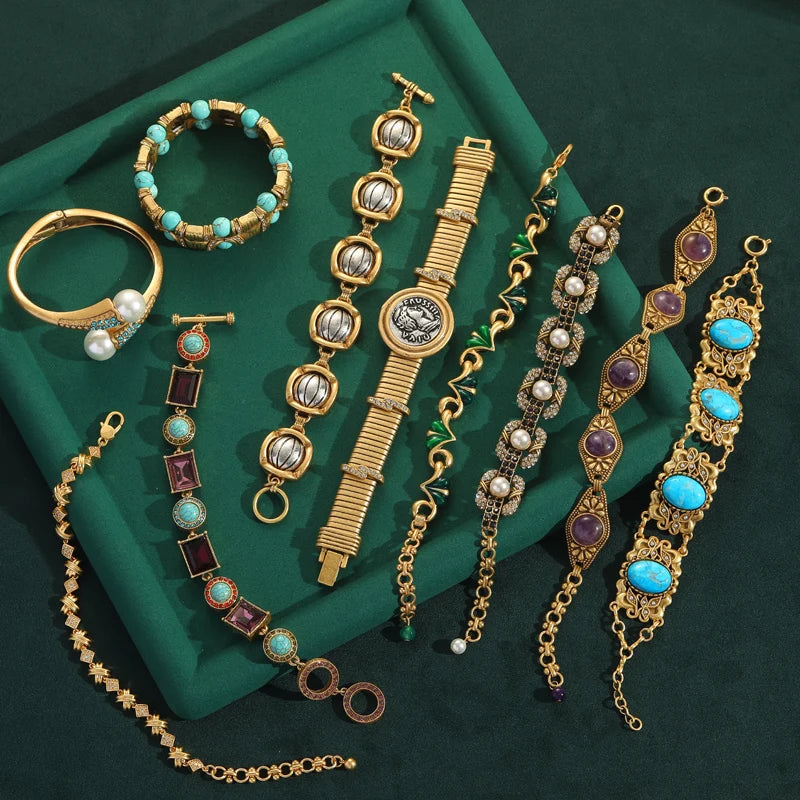 White Zircon Watch Chain Bracelet – Vintage-Inspired Regal Revival