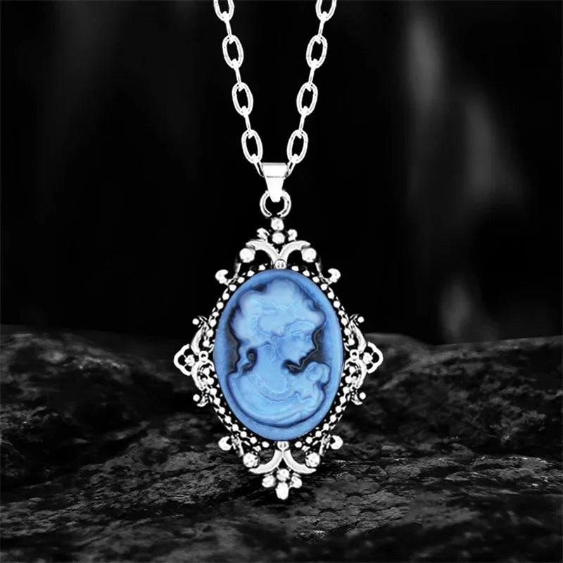 Lady Queen Cameo Drop Pendant Necklace (1890s Inspired)