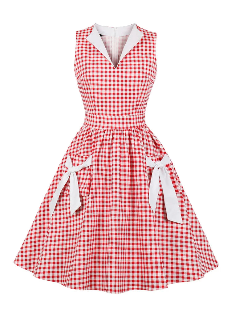 Sweetheart Gingham Swing Dress - 1950s Retro Picnic Perfect