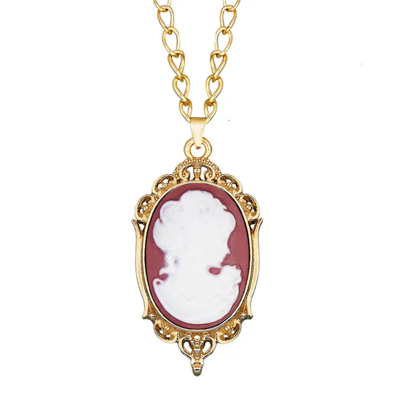 Victorian Cameo Resin Pendant Necklace (1890s Inspired)