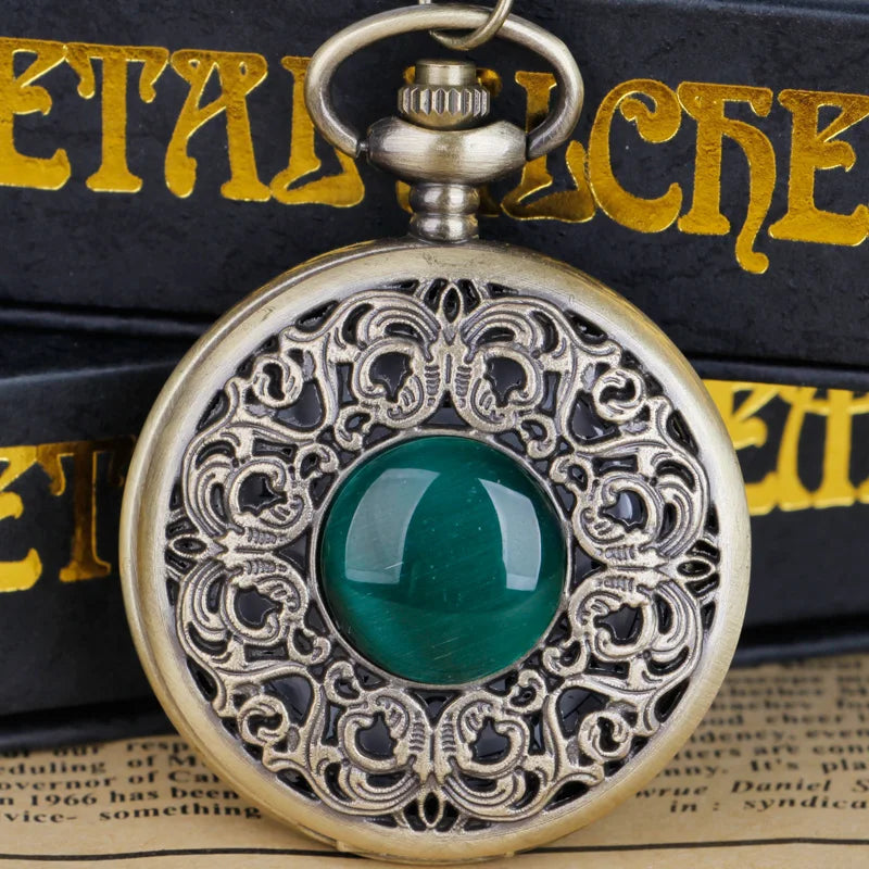 Emerald Filigree Pocket Watch – Victorian Revival Heirloom with Ornate Detailing