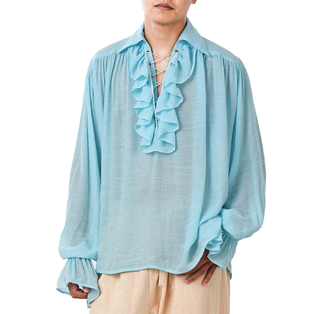 Midnight Herald" Ruffled Collar Vintage Shirt – Unisex