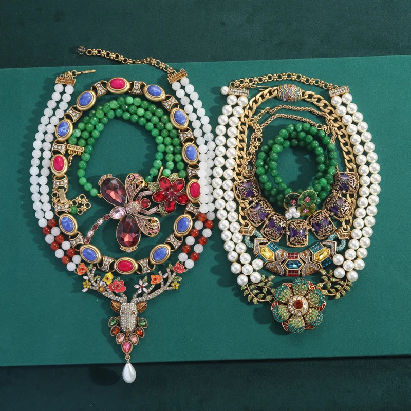 Vintage Pearl & Six-Leaf Flower Pendant Necklace – Edwardian & Regal Romance