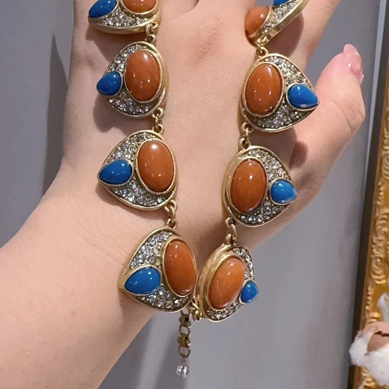 Vintage Red Agate Collar Choker Necklace