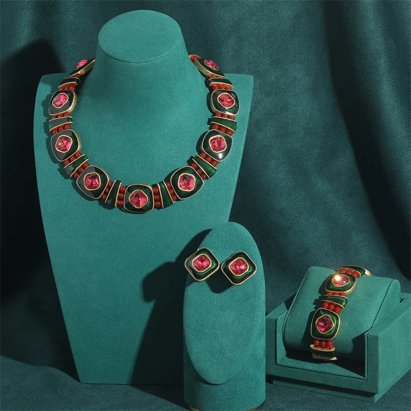 Vintage Square Christmas Jewelry Set – Boho Holiday Glam