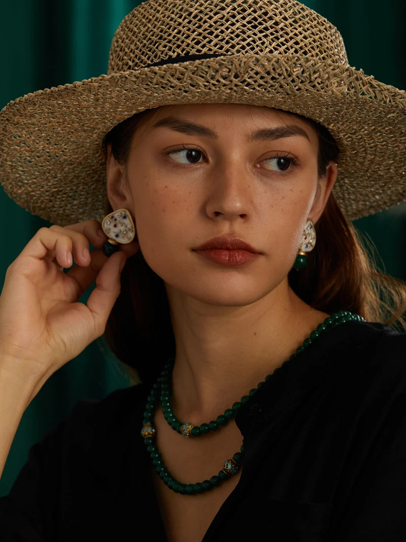 Emerald Agate Layered Necklace – Vintage-Inspired Jade Garden Revival