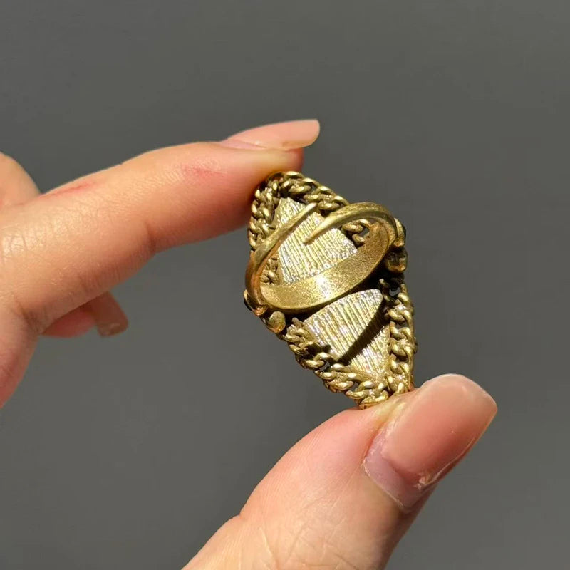 Vintage Marbled Stone Statement Ring