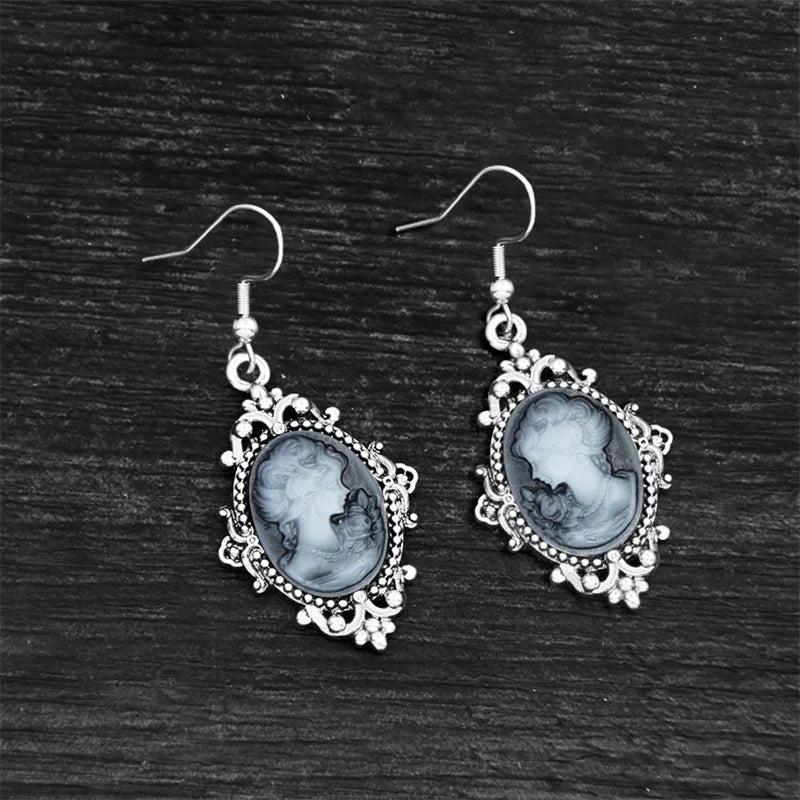 Lady Queen Cameo Drop Earrings (1890s Inspired)