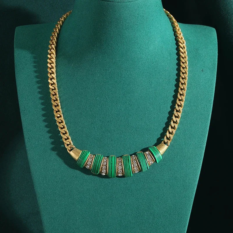 Vintage Peacock Stone Rhinestone Choker Necklace