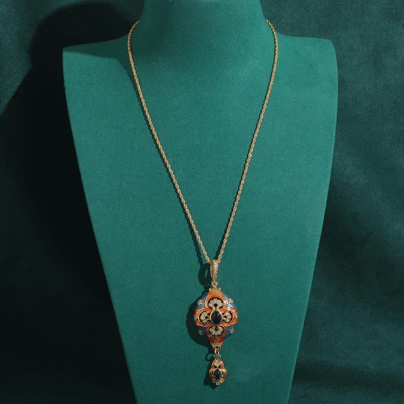 Vintage Palace Style Carved Pendant Necklace