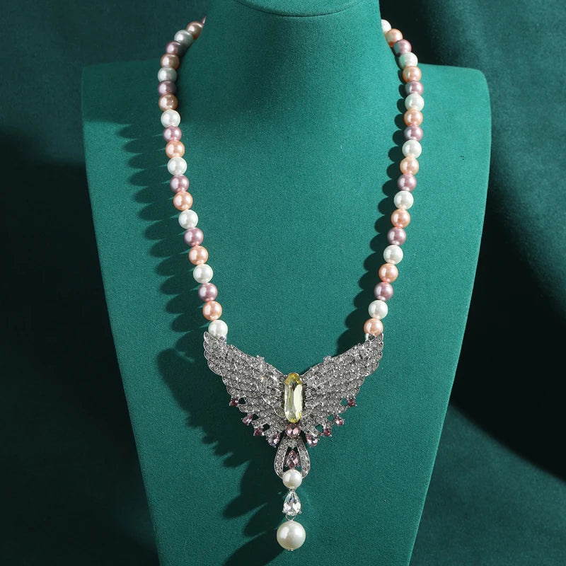 Vintage Boho Pearl Butterfly Necklace
