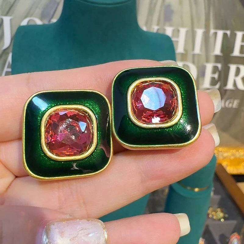 Vintage Square Christmas Jewelry Set – Boho Holiday Glam