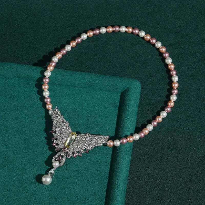 Vintage Boho Pearl Butterfly Necklace