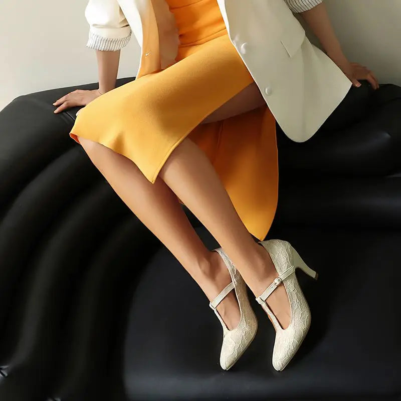 Lace Darling Mary Janes – T-Strap Heels in Delicate Lace with Vintage Romance