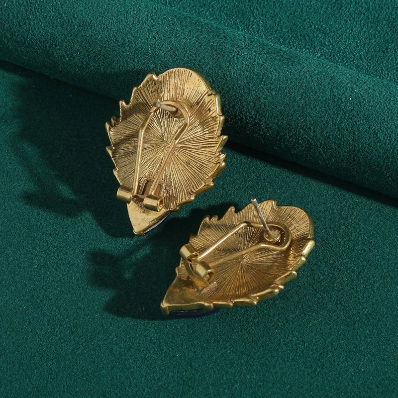 1950s Retro Hollywood Pink & Purple Moonstone Earrings – Foil Flower Waterdrop Studs