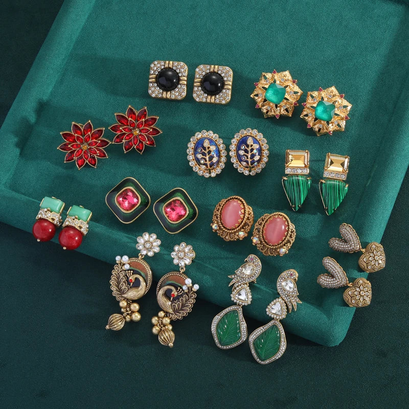 Victorian Pink Cameo Coin Earrings – Gold-Plated with Natural Stone Inlay