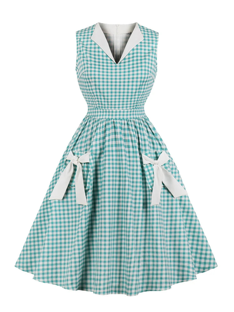 Sweetheart Gingham Swing Dress - 1950s Retro Picnic Perfect