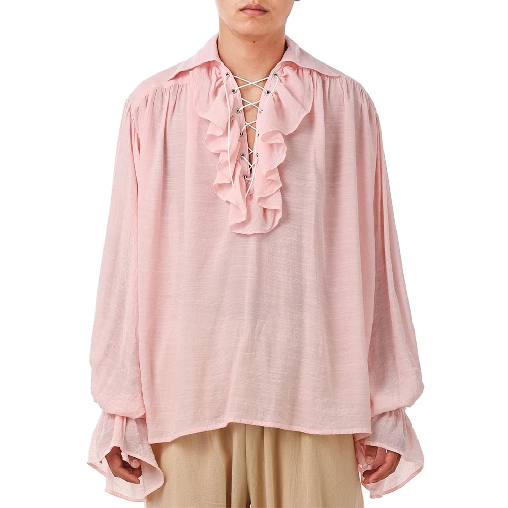 Midnight Herald" Ruffled Collar Vintage Shirt – Unisex