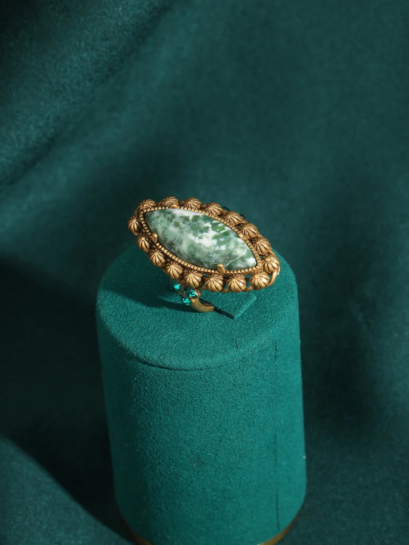 Vintage Marbled Stone Statement Ring