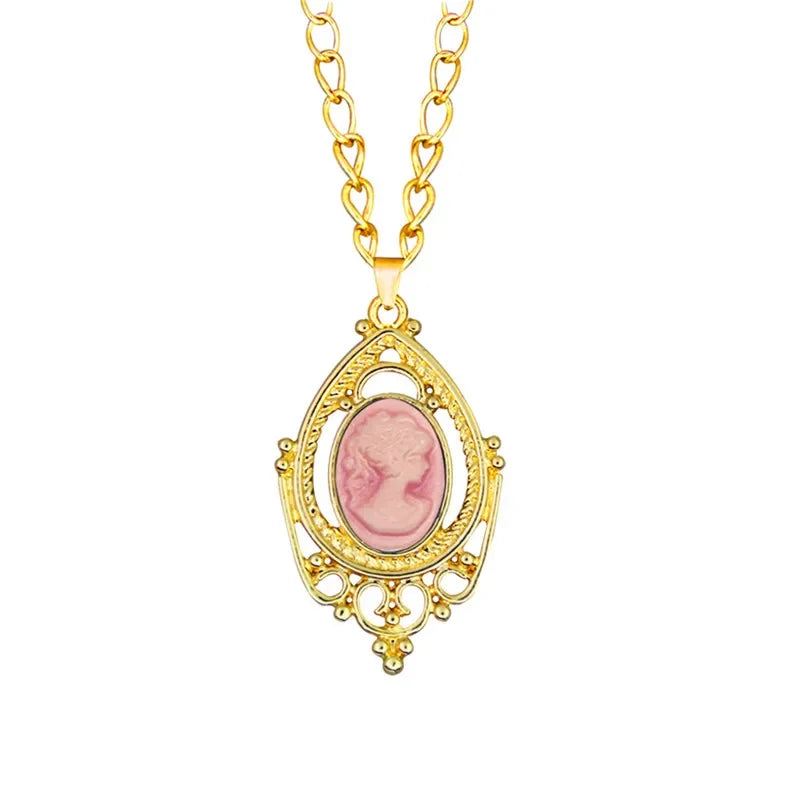 Victorian Red Cameo Pendant Necklace (1890s Inspired)