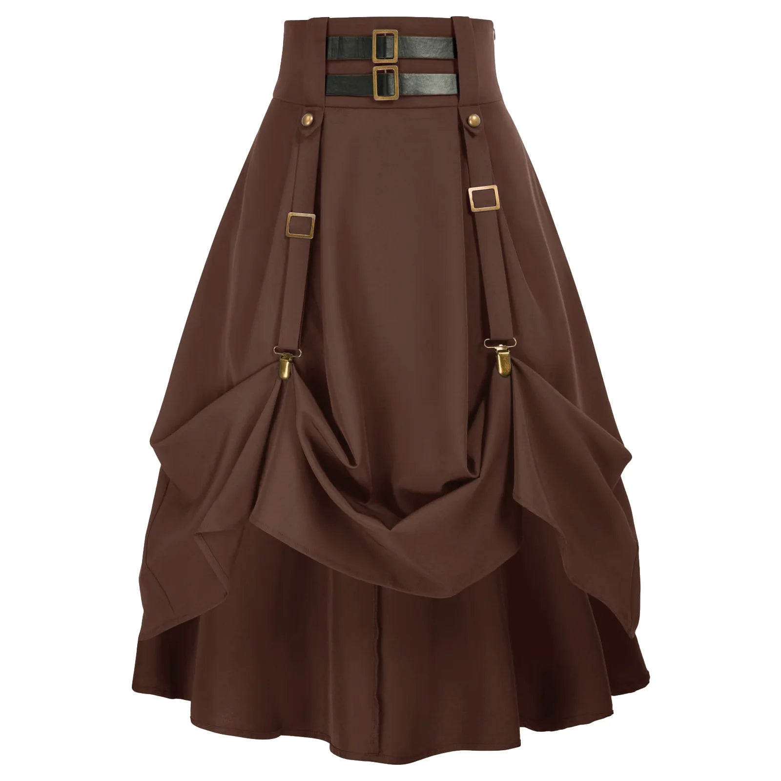 "Iron Petal" High-Waisted Buckle Skirt