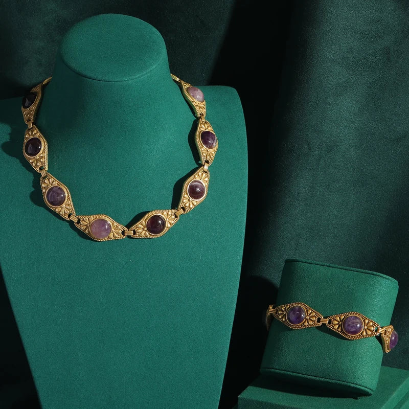 Purple Glass Jewelry Set – Retro Vintage Regal Revival