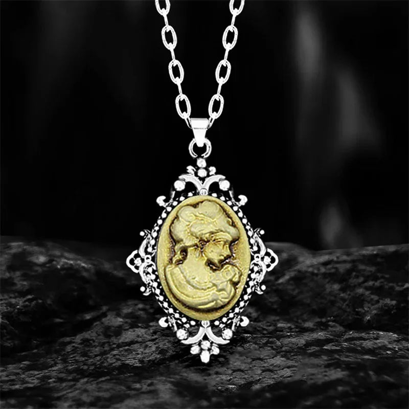 Lady Queen Cameo Drop Pendant Necklace (1890s Inspired)