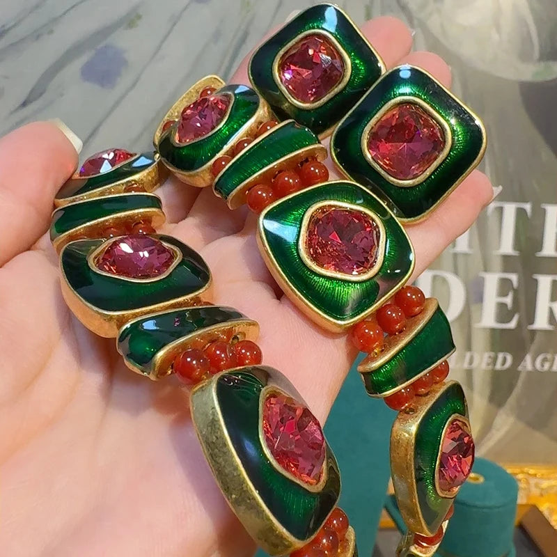 Vintage Square Christmas Jewelry Set – Boho Holiday Glam