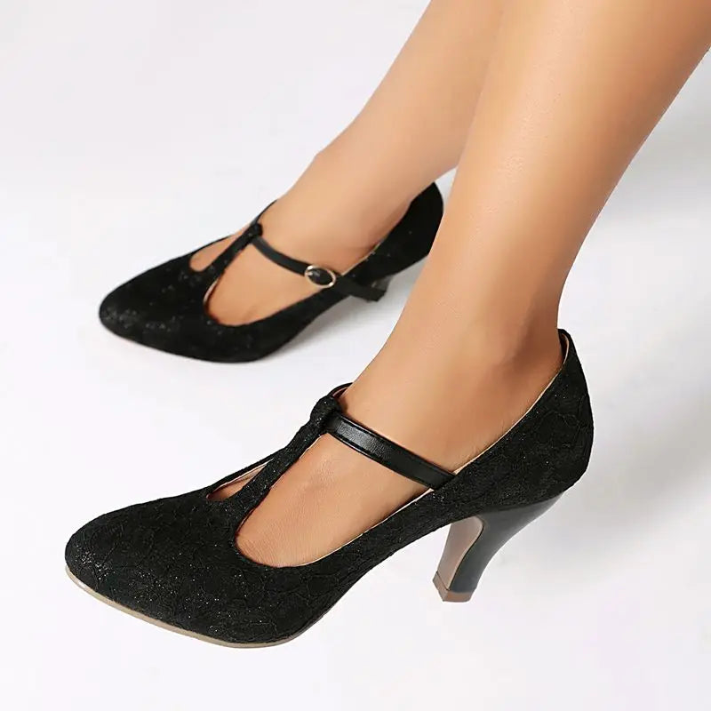 Lace Darling Mary Janes – T-Strap Heels in Delicate Lace with Vintage Romance